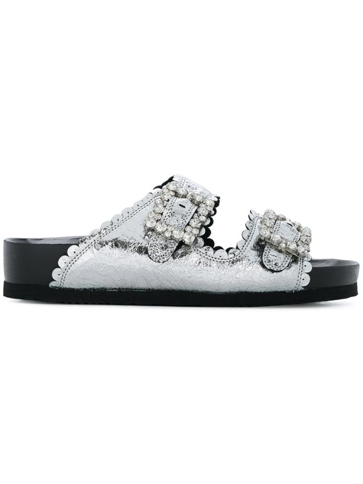 Suecomma Bonnie Jewelled Buckle Sandals - Metallic