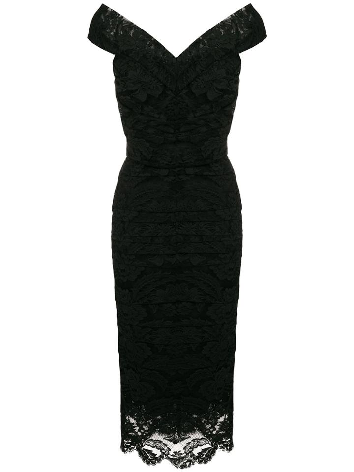 Dolce & Gabbana Ruched Lace Dress - Black