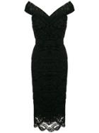 Dolce & Gabbana Ruched Lace Dress - Black