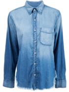 Nsf Axel Frayed Denim Shirt, Women's, Size: M, Blue, Cotton