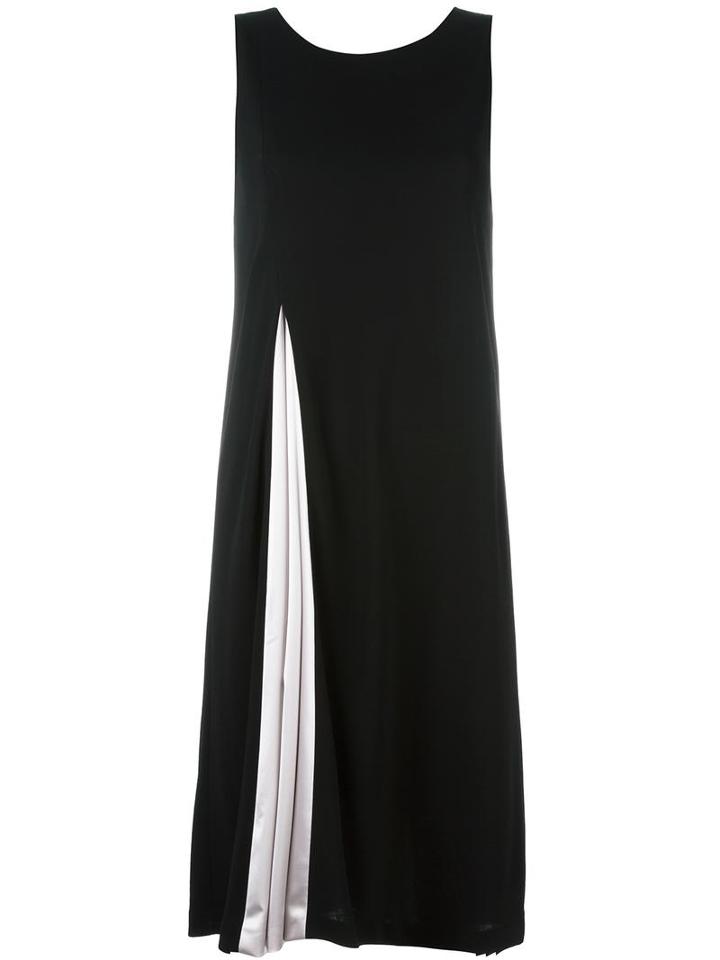 Armani Collezioni Pleated Midi Dress, Women's, Size: 44, Black, Polyamide/viscose/polyester/spandex/elastane