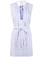 Prada Beaded Embellishment Shirt Dress, Women's, Size: 40, Blue, Cotton/metal/glass