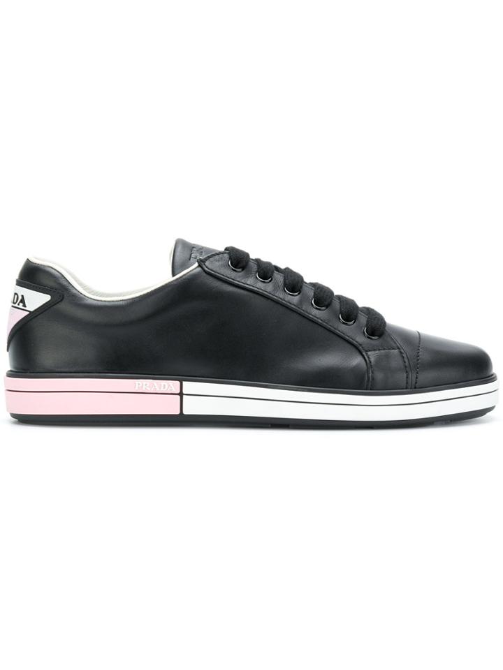 Prada Dual Tone Soled Sneakers - Black