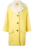 Marni Shearling Trim Coat, Women's, Size: 42, Yellow/orange, Cotton/sheep Skin/shearling/polyamide/virgin Wool