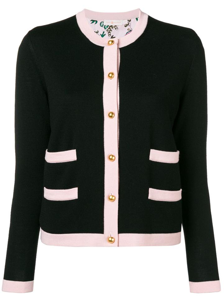 Tory Burch Contrast Trim Cardigan - Black
