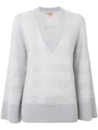 Burberry - V-neck Sweater - Women - Silk/cotton/merino - L, Grey, Silk/cotton/merino