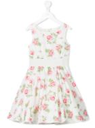 Monnalisa - Rose Print Dress - Kids - Cotton/polyamide - 5 Yrs, White