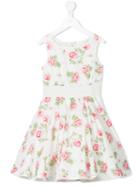 Monnalisa - Rose Print Dress - Kids - Cotton/polyamide - 5 Yrs, White