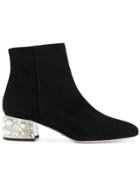 Sebastian Ankle Boots With Embellished Heel - Black