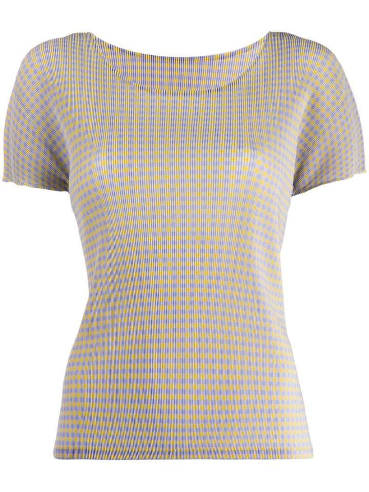Pleats Please By Issey Miyake Check T-shirt - Purple