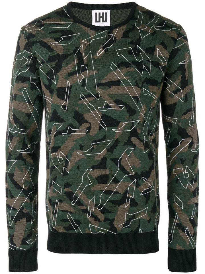 Les Hommes Urban Camouflage Jumper - Green