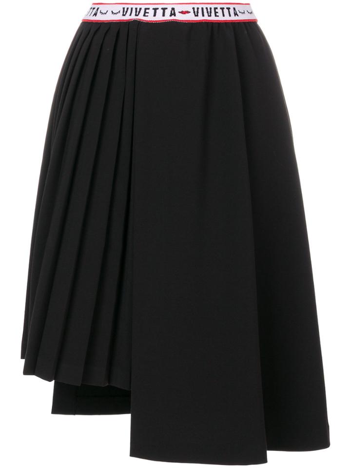 Vivetta Asymmetric Pleated Skirt - Black