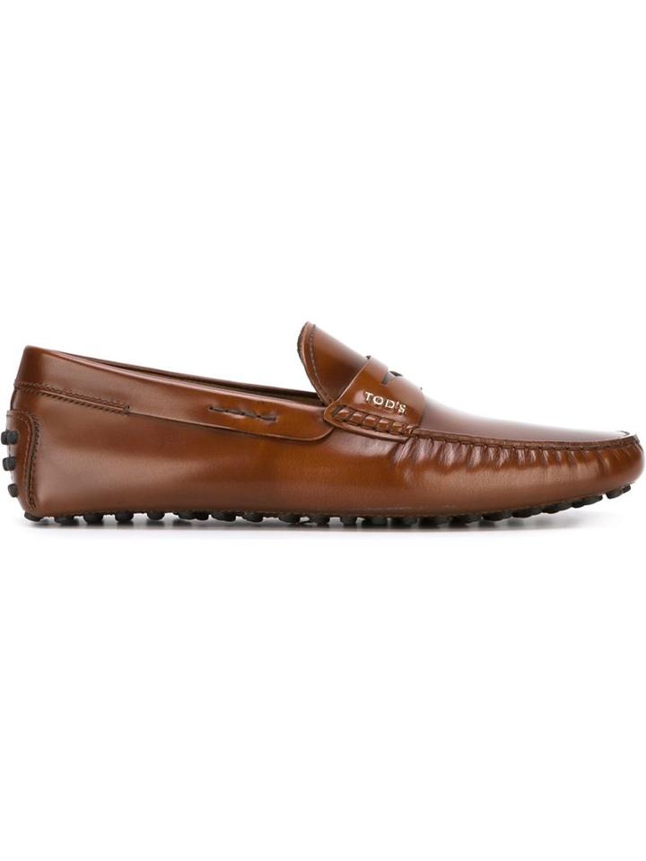 Tod S Classic Penny Loafers, Men's, Size: 6, Brown, Leather/rubber