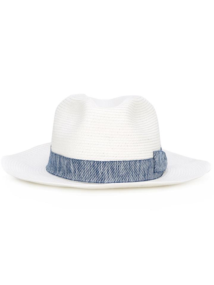 Eleventy Hat With Decorative Trim And Bow, Men's, Size: 58, White, Cotton/paper