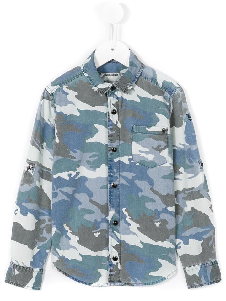 Zadig & Voltaire Kids Camouflage Print Shirt, Boy's, Size: 10 Yrs