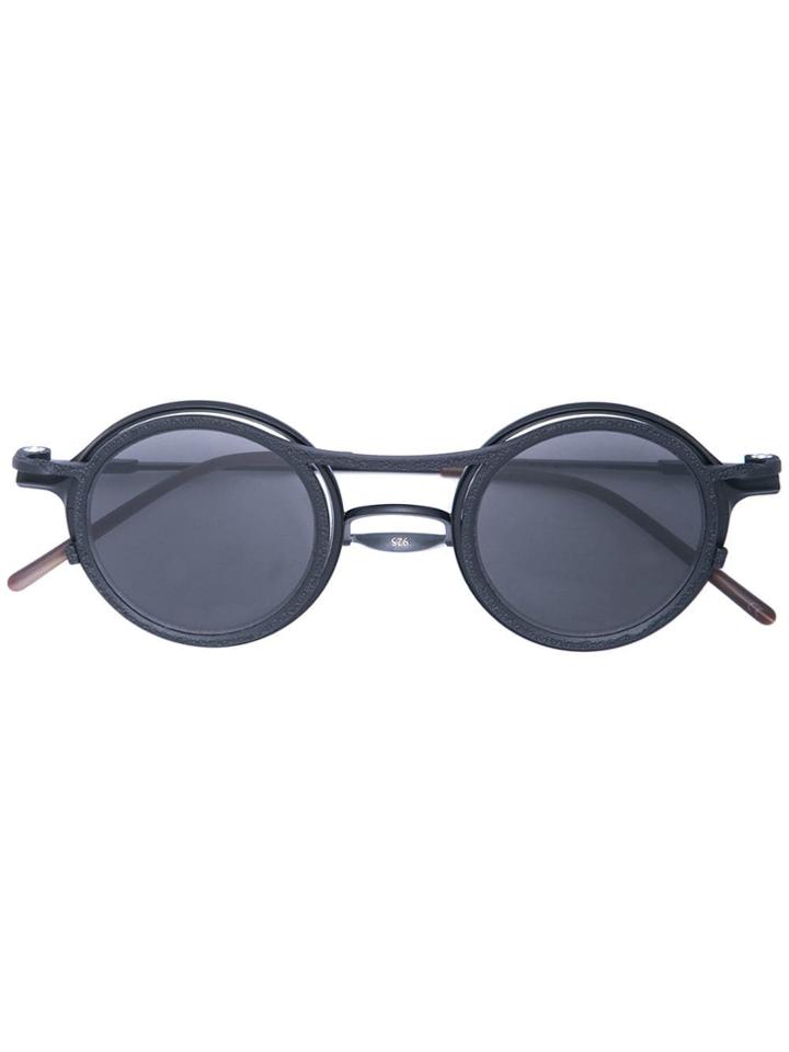 The Viridi-anne Double Frame Round Sunglasses - Black