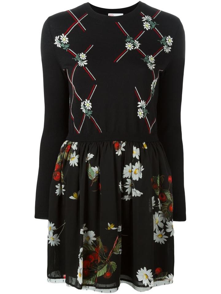 Red Valentino Floral Intarsia Mini Dress