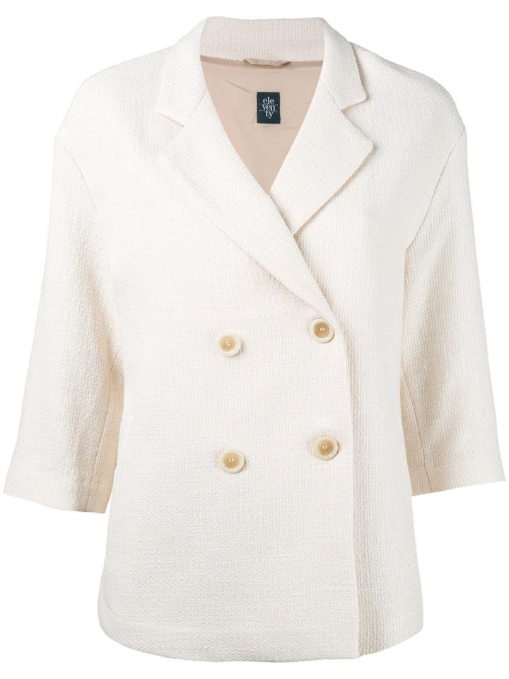 Eleventy - Double-breasted Blazer - Women - Cotton/acrylic/polyamide/viscose - 42, Nude/neutrals, Cotton/acrylic/polyamide/viscose