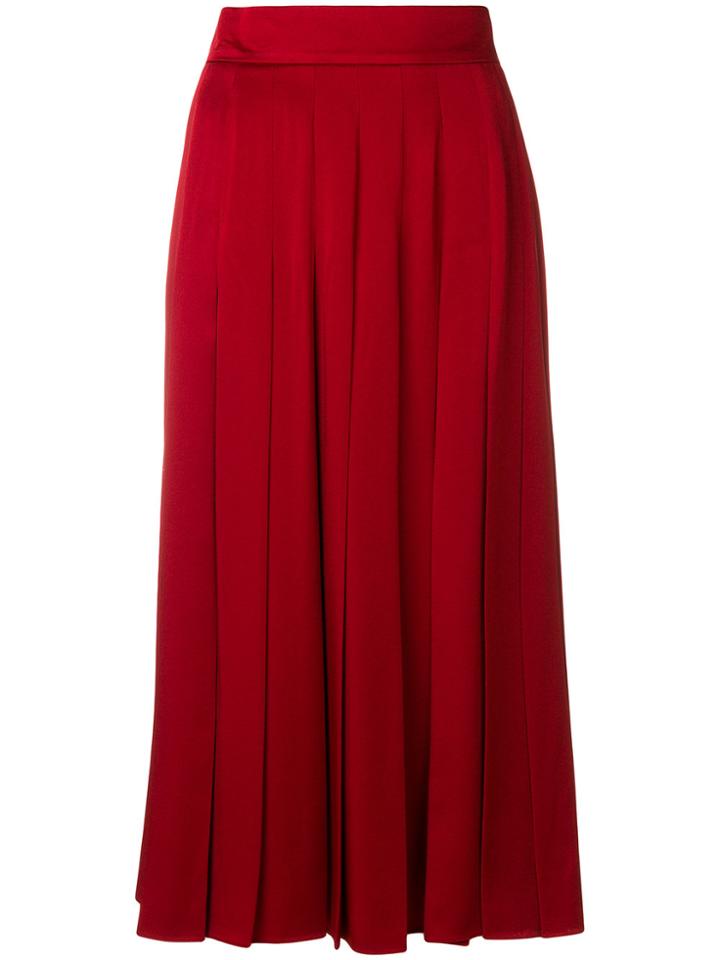 Fendi Pleated Midi Skirt - Red