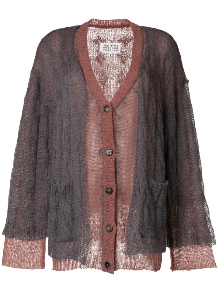 Maison Margiela Embroidered Knitted Cardigan - Grey