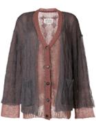 Maison Margiela Embroidered Knitted Cardigan - Grey