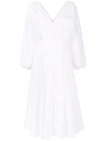 Abadia Pleated Long Dress - White