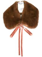 Red Valentino Lace Up Collar, Women's, Brown, Mink Fur/polyamide/acetate/viscose