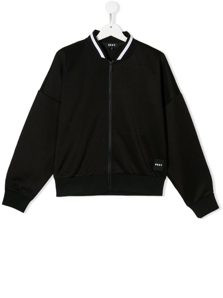 Dkny Kids Logo Patch Bomber Jacket - Black