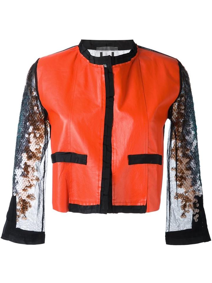 Aviù Cropped Sequin Sleeve Jacket