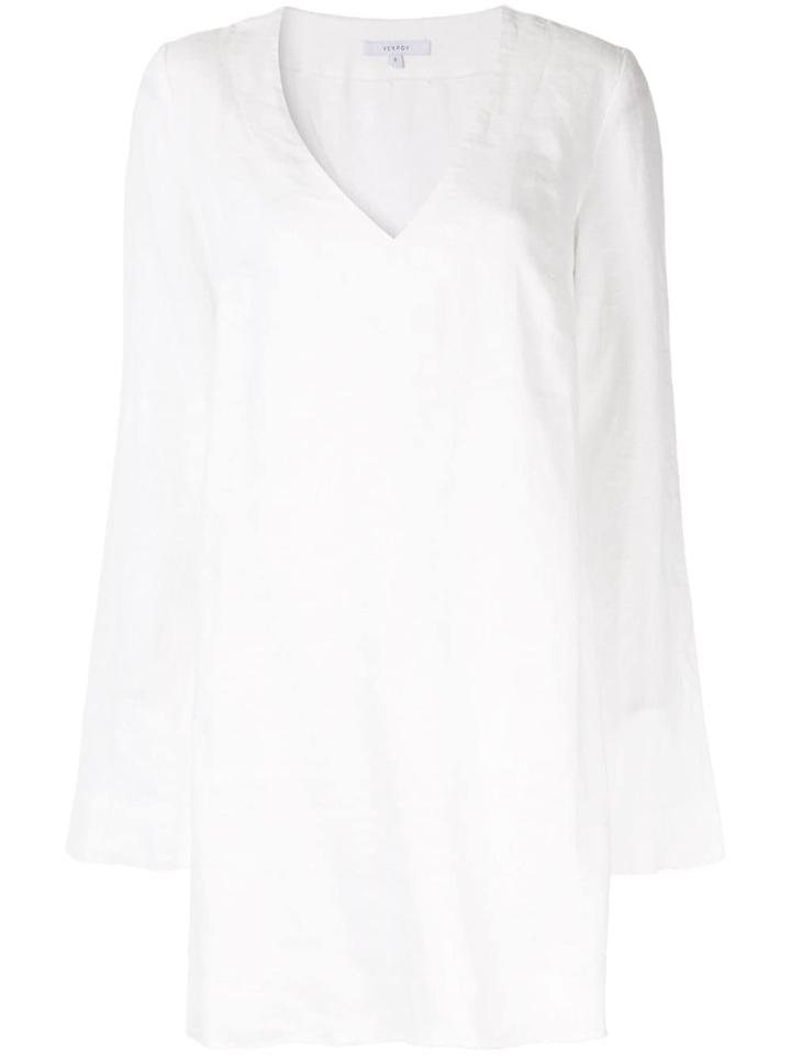 Venroy V-neck Mini Dress - White