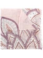 Hemisphere Floral Print Fringed Hem Scarf - Pink & Purple