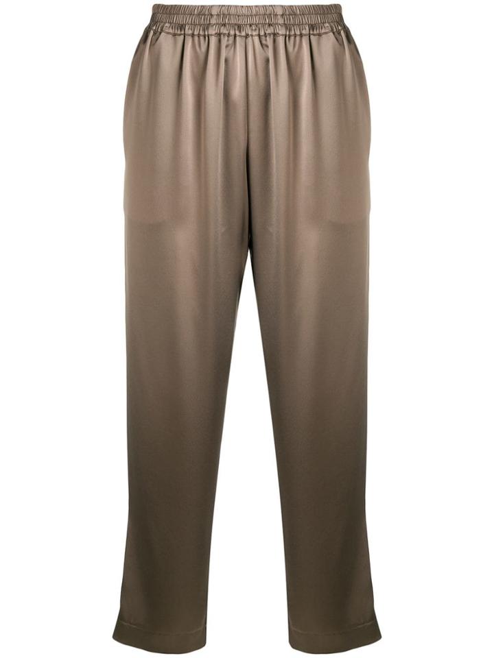 Gianluca Capannolo Cropped Satin Trousers - Brown