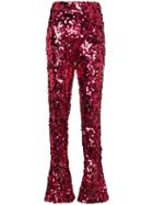 Halpern High Waisted Sequin Flared Trousers - Pink