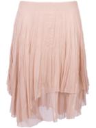 Chloé Frayed Edge Skirt, Women's, Size: 36, Pink/purple, Silk
