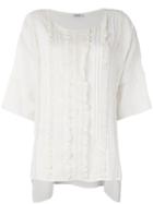 P.a.r.o.s.h. - Frill Panel Top - Women - Silk/cotton/polyamide/acetate - M, White, Silk/cotton/polyamide/acetate