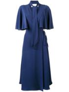 Valentino Cape Sleeve Midi Dress - Blue