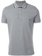 Fay Striped Detail Polo Shirt, Men's, Size: 52, Grey, Cotton/spandex/elastane