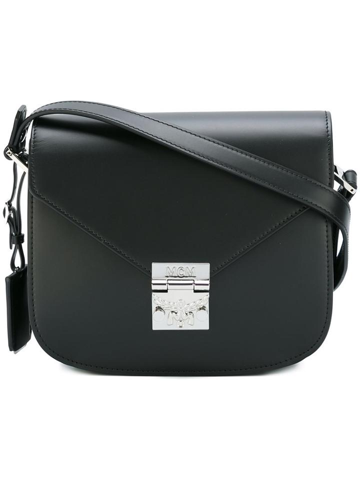 Mcm Flap Shoulder Bag, Adult Unisex, Black, Leather