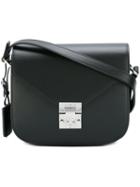 Mcm Flap Shoulder Bag, Adult Unisex, Black, Leather