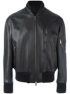 Jil Sander Classic Bomber Jacket, Men's, Size: 48, Black, Lamb Skin/cupro/cotton/polyamide