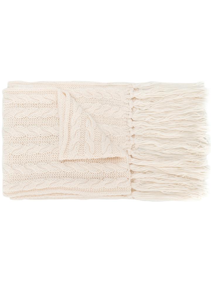 Twin-set Jewelled Bow Chunky Knit Scarf - White