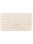 Twin-set Jewelled Bow Chunky Knit Scarf - White