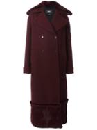 Yang Li Long Fur Detail Overcoat - Red
