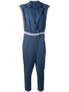 Lorena Antoniazzi - Fitted Jumpsuit - Women - Silk/cotton/nylon/metal - 42, Blue, Silk/cotton/nylon/metal