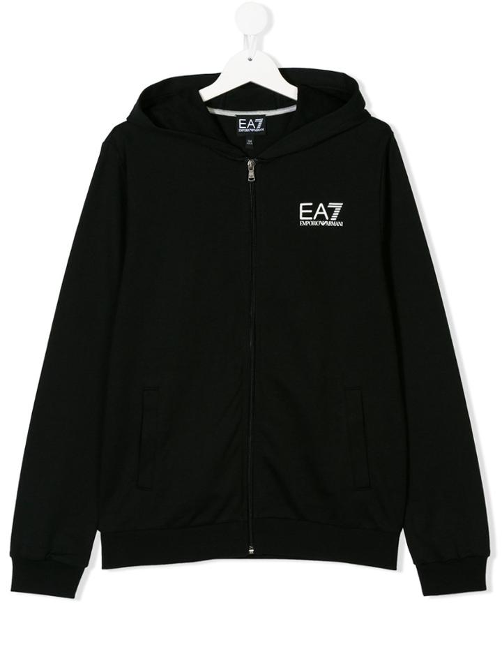 Armani Junior Teen Logo Print Hoodie - Black