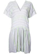 Lemlem Flared Trim Striped Dress, Size: Large, Grey, Cotton/acrylic
