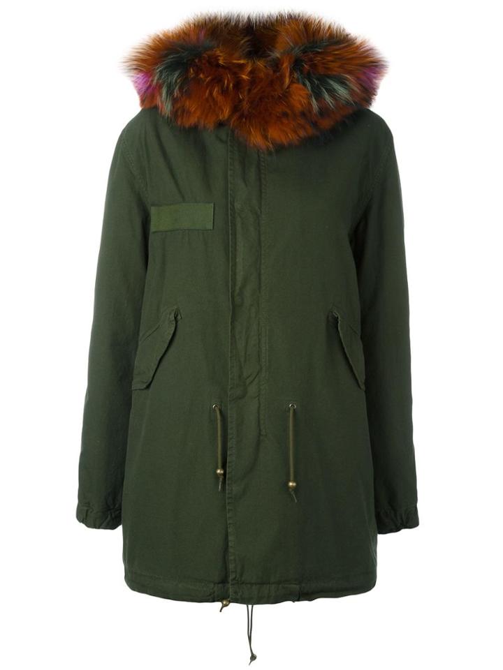 Mr & Mrs Italy Leopard Printed Fur Lined Parka - Green