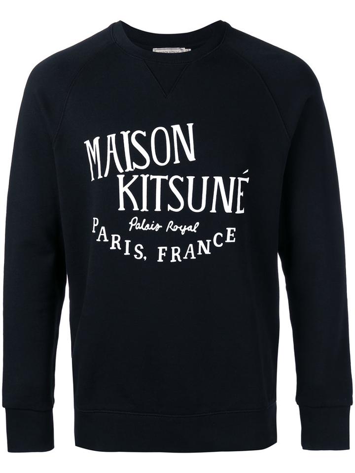 Maison Kitsuné Logo Print Sweatshirt, Men's, Size: Large, Black, Cotton