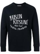 Maison Kitsuné Logo Print Sweatshirt, Men's, Size: Large, Black, Cotton