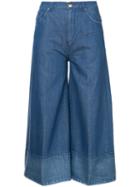 Co - Wide Leg Cropped Jeans - Women - Cotton/linen/flax - 4, Blue, Cotton/linen/flax